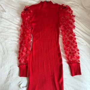 Sweater red knit dress